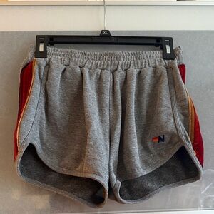 Gray Women's Shorts with Red Accents Aviator Nation.